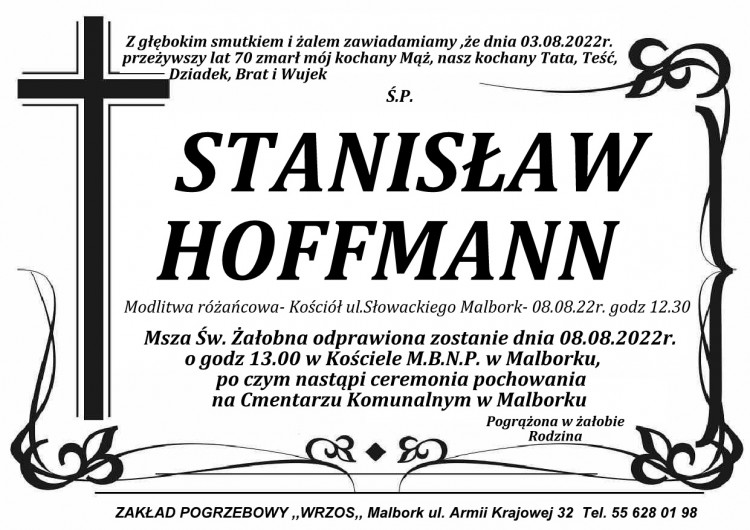 Zmarł Stanisław Hoffmann. Miał 70 lat.