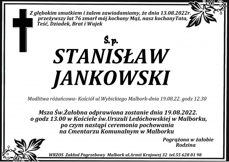 Zmarł Stanisław Jankowski. Miał 76 lat.