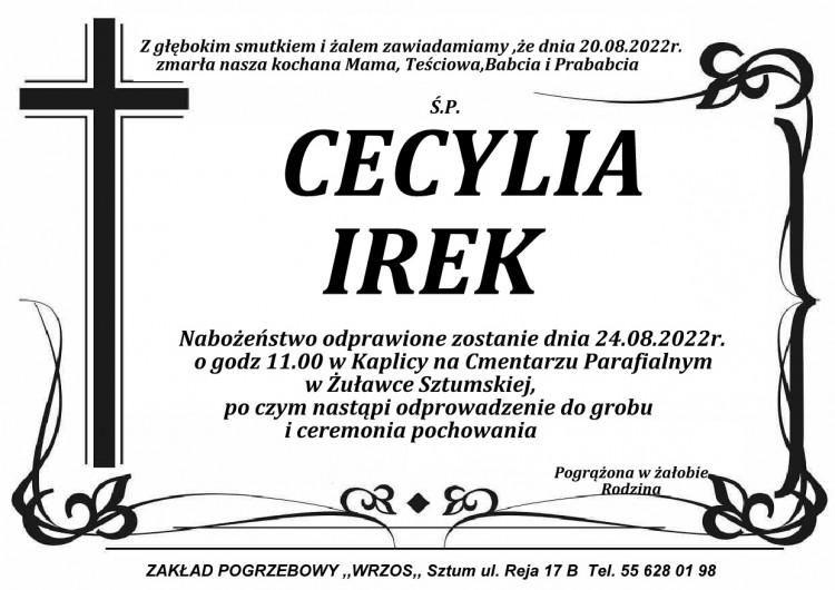 Zmarła Cecylia Irek.