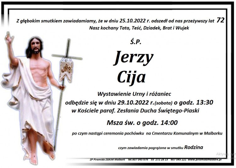 Zmarł Jerzy Cija. Miał 72 lata.