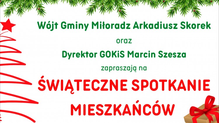 Gmina Miłoradz. W grudniu Świąteczne Spotkanie Mieszkańców. Szczegóły na plakacie.