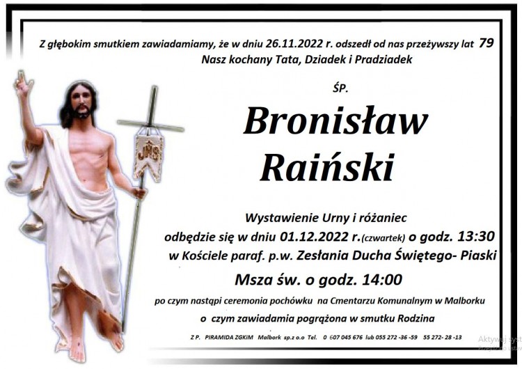 Odszedł Bronisław Raiński. Miał 79 lat.