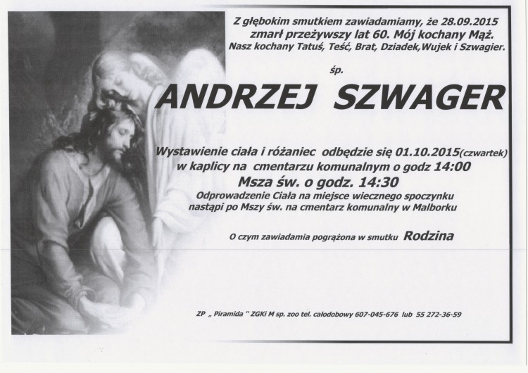 Zmarł Andrzej Szwager. Żył 60 lat.