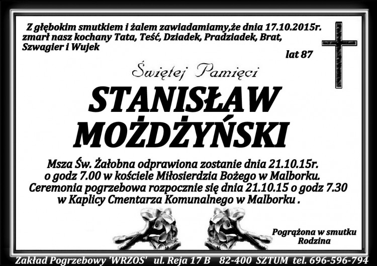 Zmarł Stanisław Możdżyński. Żył 87 lat.