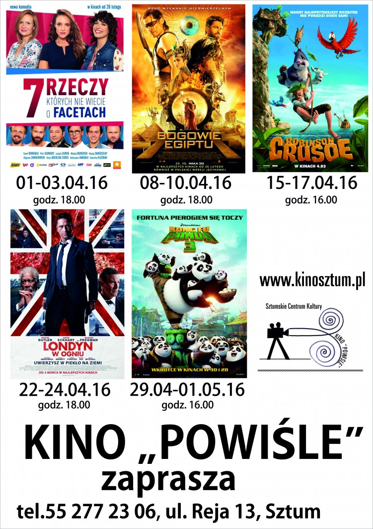 Repertuar sztumskiego kina "Powiśle" na kwiecień - 04.04 - 2016    
