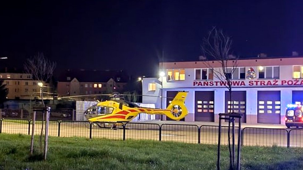 Malbork. Porażony prądem mężczyzna zabrany LPR do szpitala.