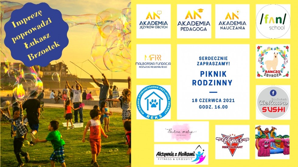 Malbork. Przyjdź na piknik rodzinny Akademii Języków Obcych & Fun School i wesprzyj REKS-a