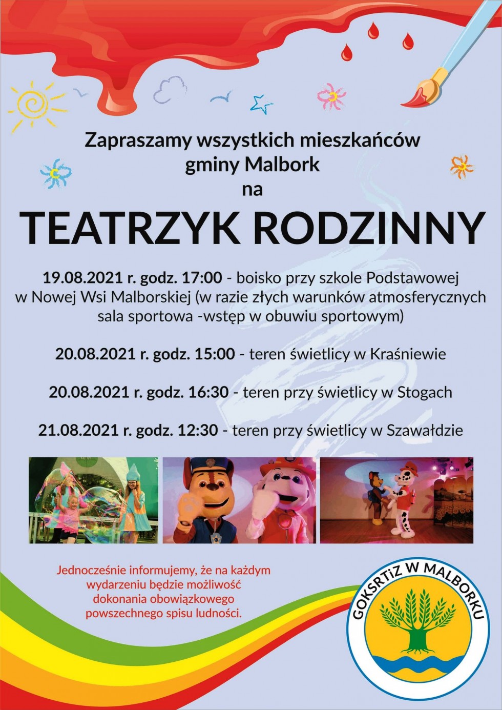 Gmina Malbork zaprasza na Teatrzyk Rodzinny.