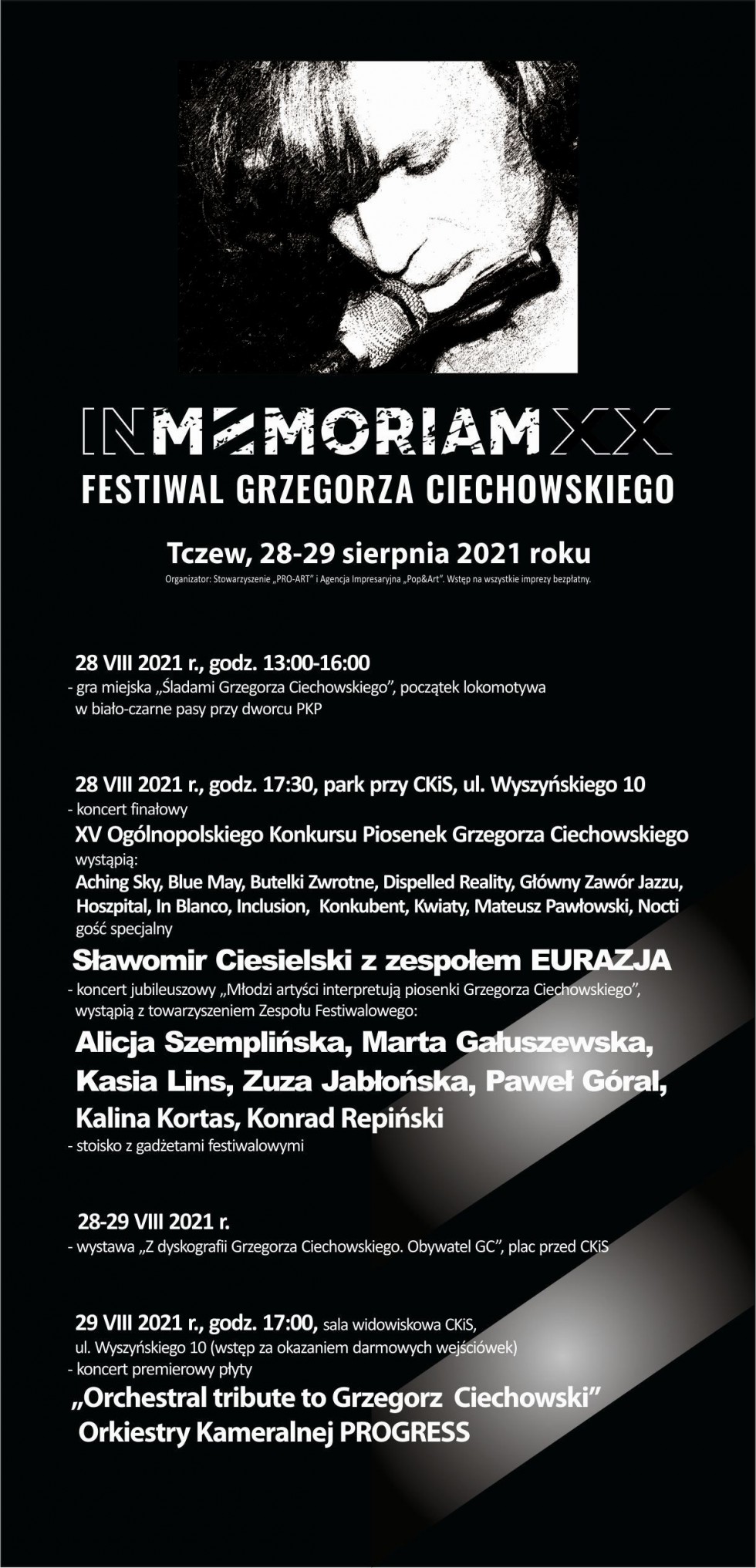 Tczew. Jubileusz XX – lecia In Memoriam Festiwal Grzegorza Ciechowskiego.