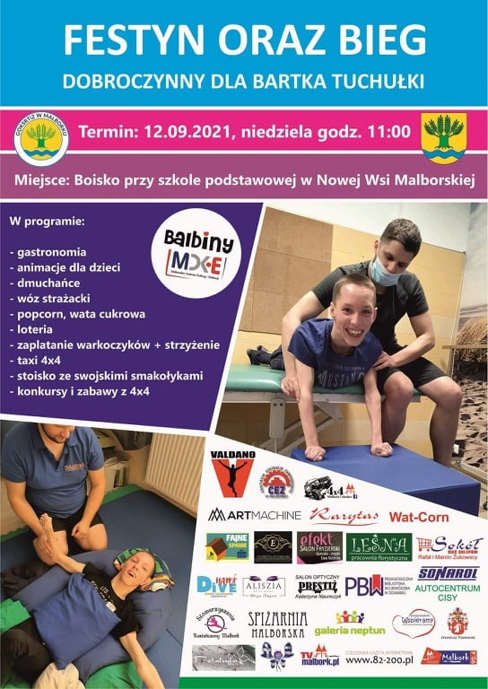 Gmina Malbork. Weź udział w Festynie i Biegu Dobroczynnym dla Bartka Tuchułki. Trwają zapisy.