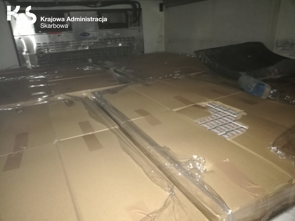 Papierosy o dużej wartości ukryte pod mrożonymi rybami.
