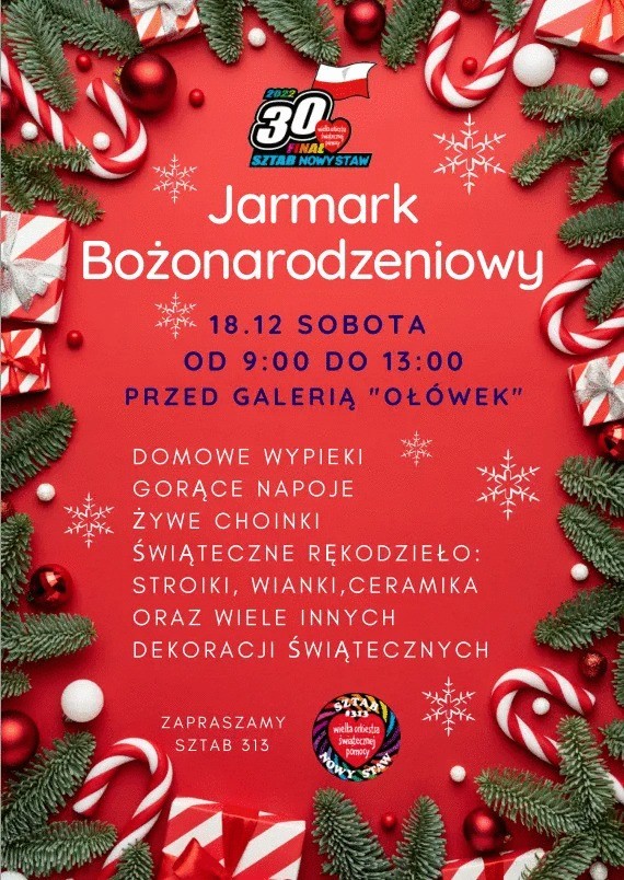 Nowy Staw. W sobotę Jarmark Bożonarodzeniowy.