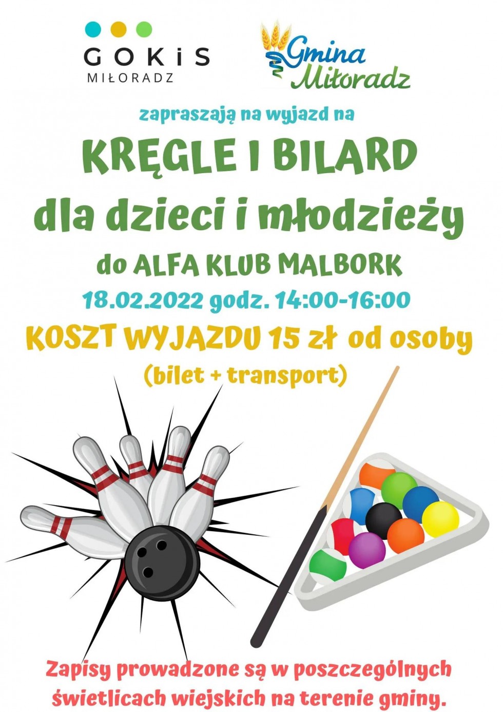 Sprawdź, co gmina Miłoradz przygotowała na ferie zimowe. Szczegóły na plakatach.