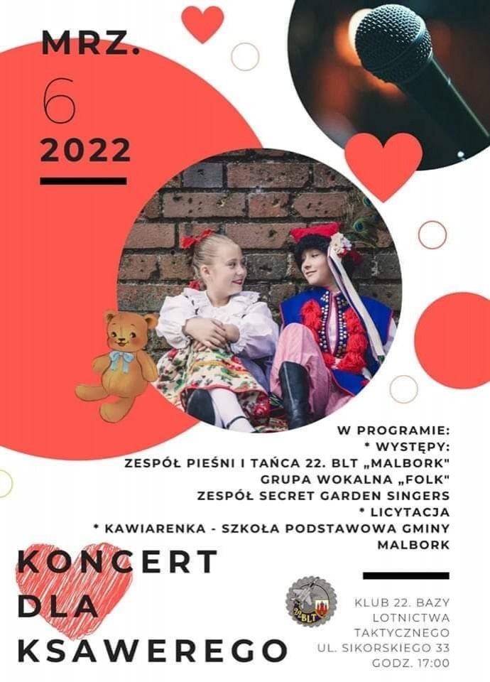 Malbork. Koncert charytatywny dla Ksawerego. Szczegóły na plakacie.