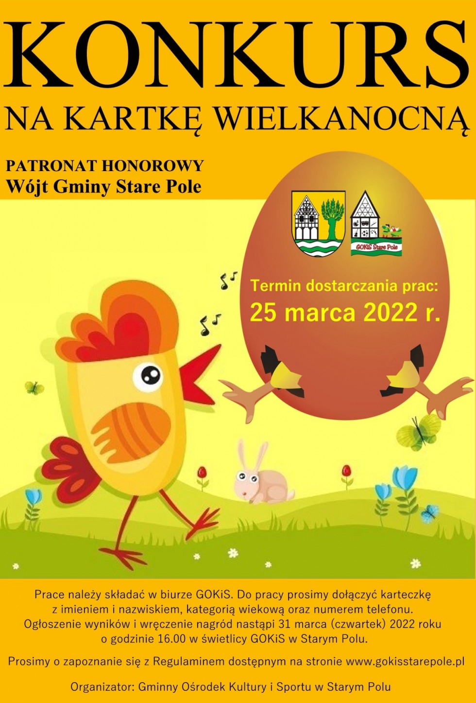 Gmina Stare Pole. Konkurs plastyczny na najpiękniejszą kartkę wielkanocną.