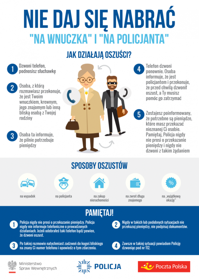 Nowy Dwór Gdański. Policjanci ostrzegają - nie daj się oszukać metodą na policjanta i na wnuczka.
