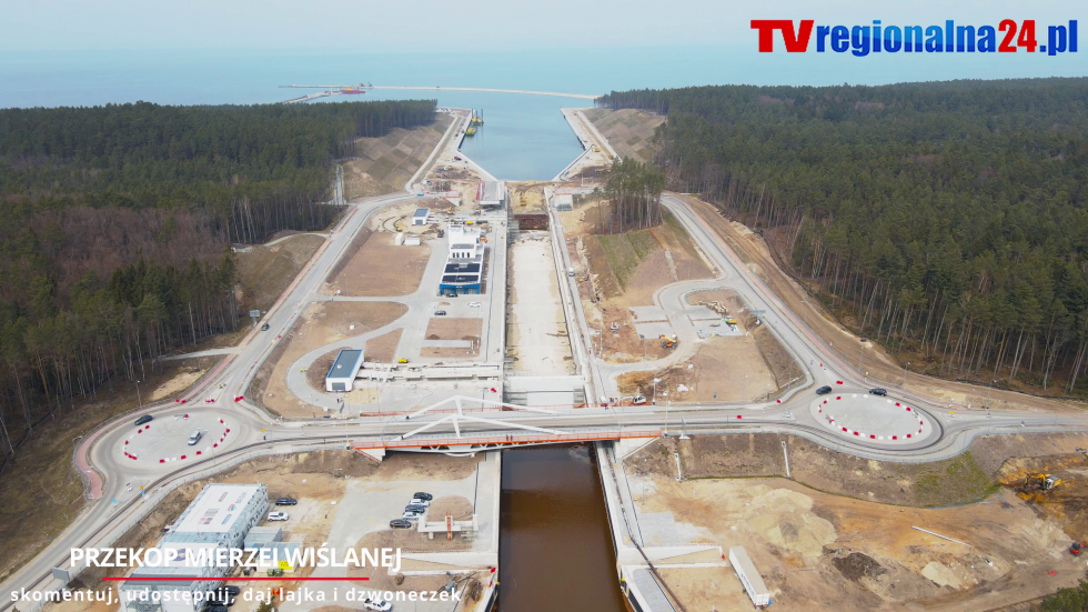 Przekop Mierzei Wiślanej. Prace na Falochronie Wschodnim i Zachodnim - relacja dronowa 4K