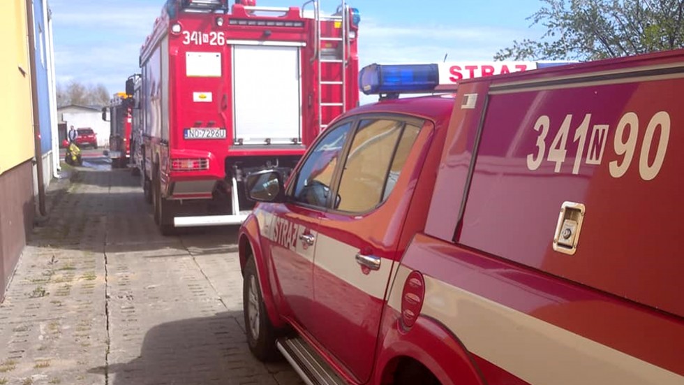 Nowy Dwór Gdański. Ćwiczenia taktyczne strażaków.