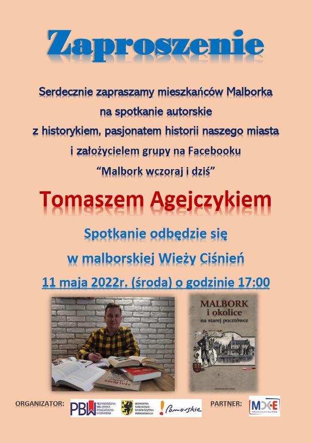 Malbork. Spotkanie autorskie z Tomaszem Agejczykiem.