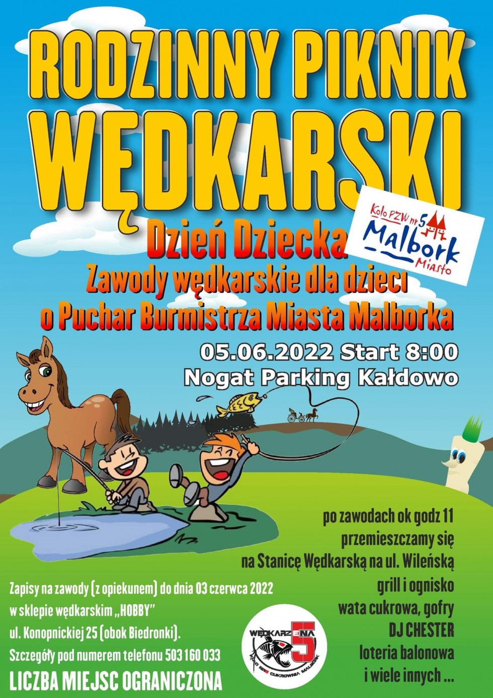Malbork. Rodzinny piknik wędkarski. Szczegóły na plakacie.