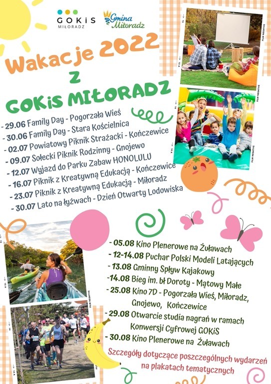 Gmina Miłoradz. Wakacje 2022 z GOKiS - sprawdź, jakie atrakcje przygotowano.
