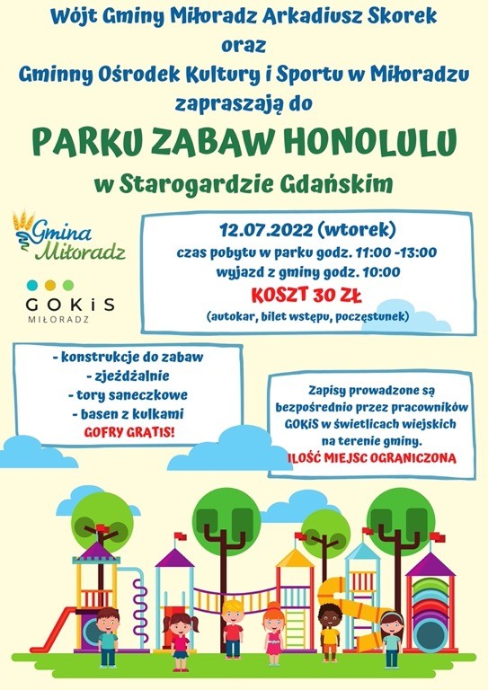 Gmina Miłoradz. Wakacje 2022 z GOKiS - sprawdź, jakie atrakcje przygotowano.