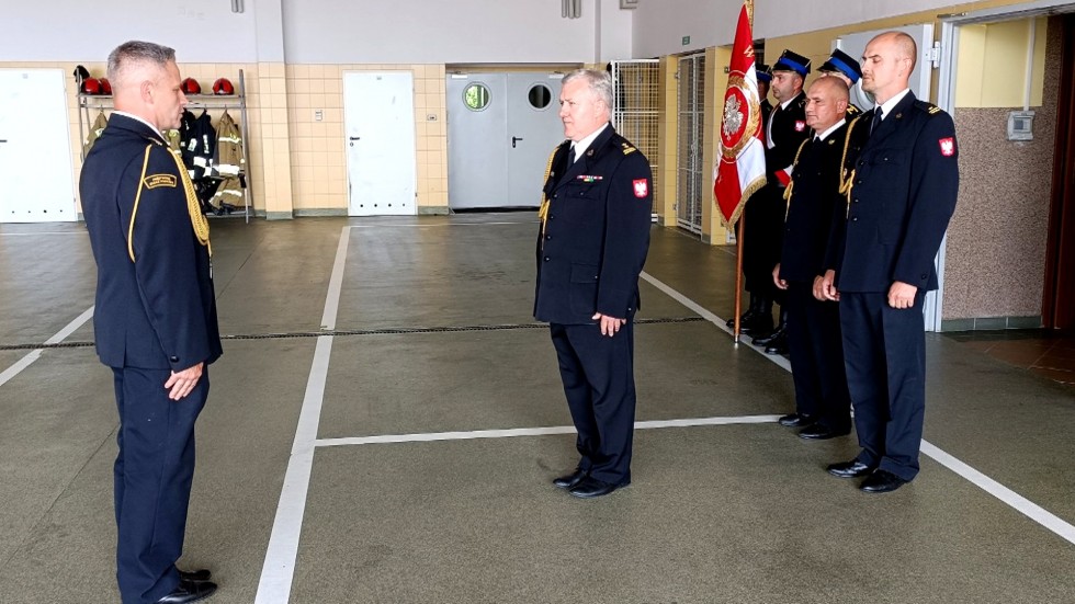Nowy Dwór Gdański. Pożegnanie dowódcy JRG st. kpt. Grzegorza Jarzemskiego.