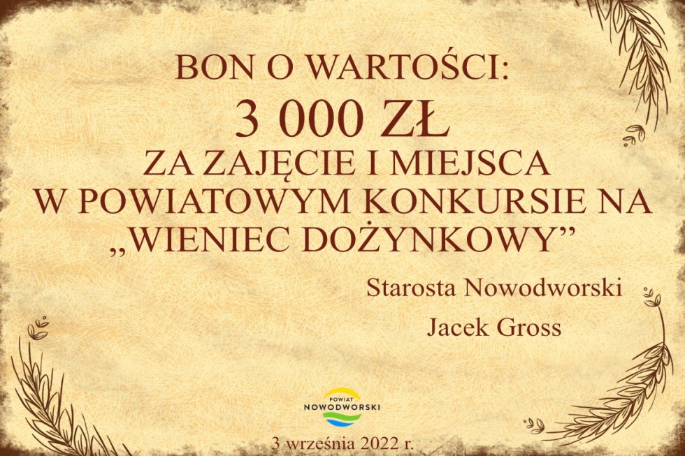 Nowy Dwór Gdański. Weź udział w konkursie na Wieniec Dożynkowy. Do zgarnięcia ciekawe nagrody.