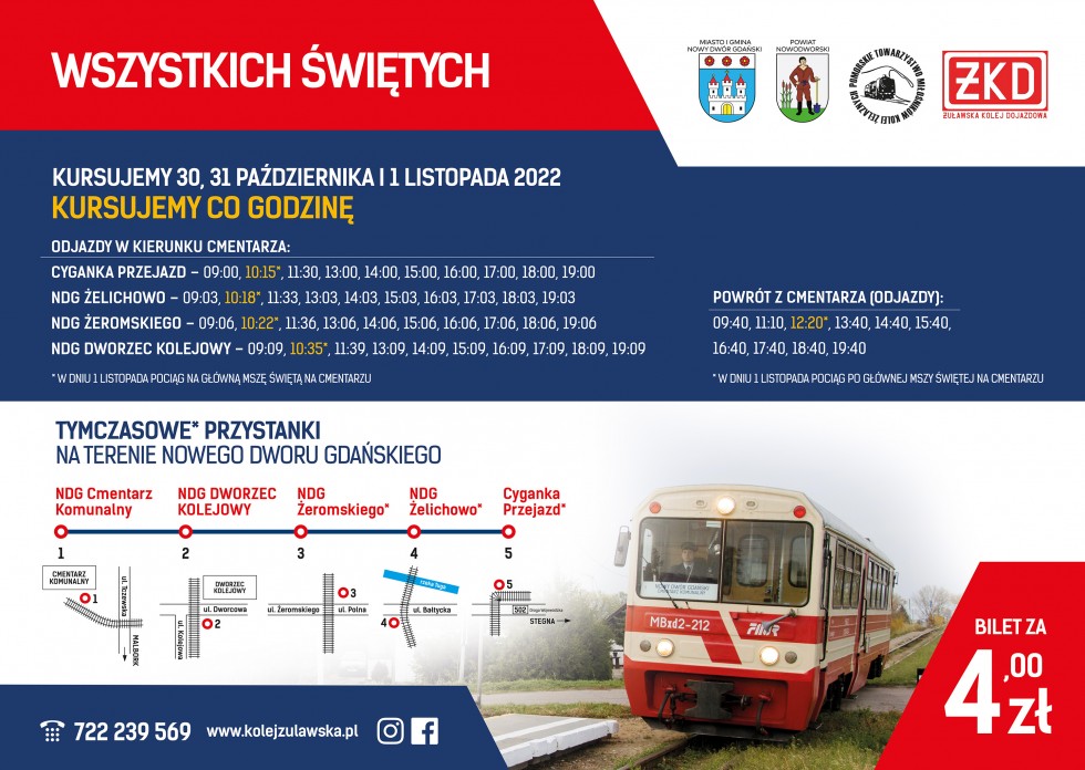 Nowy Dwór Gdański. Żuławską Koleją Dojazdową pojedziesz na cmentarz.