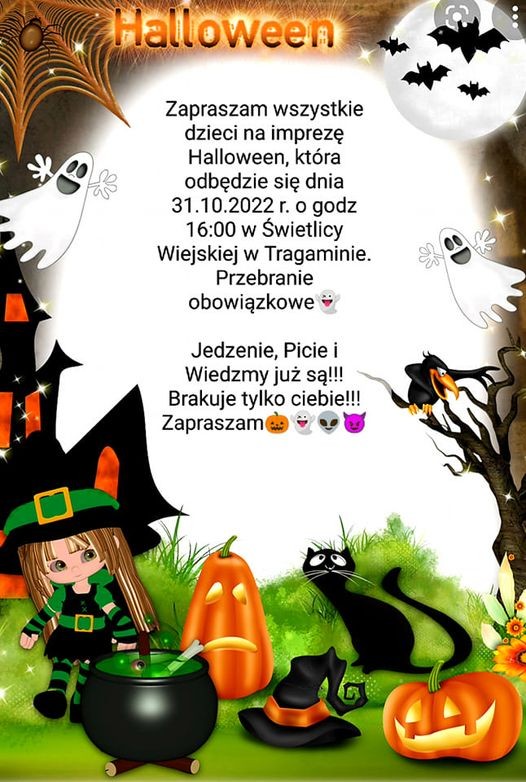 Gmina Malbork zaprasza dzieci na Halloween.