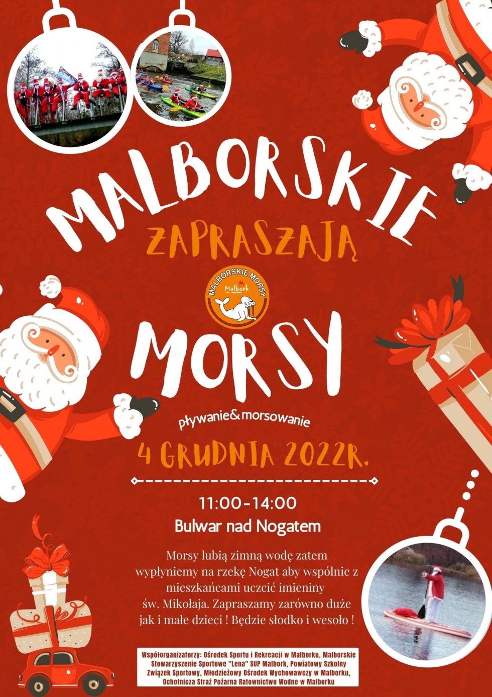 Malbork. Mikołajki z Morsami połączone z wspólną zimną kąpielą 04.12.2022 foto + wideo
