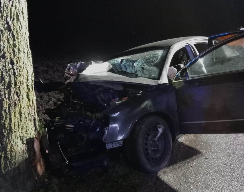 Gmina Stare Pole. Osobówką w drzewo – nastoletni kierowca trafił do szpitala.