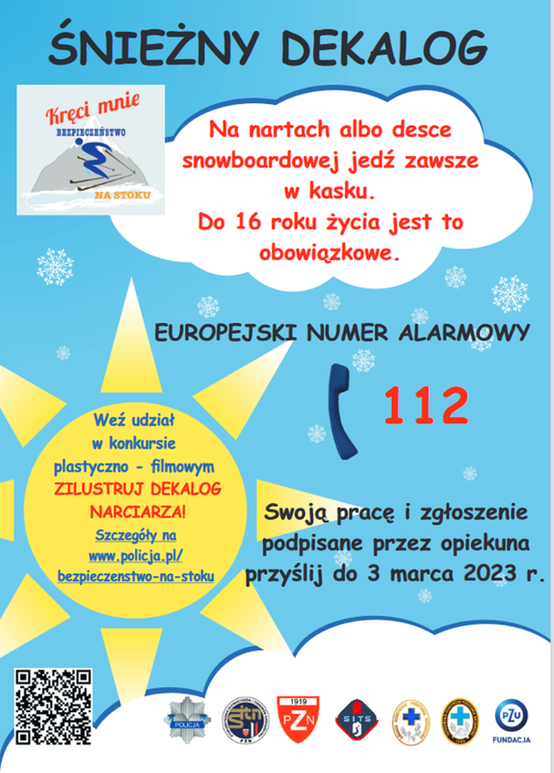 Malbork. Uczę się bezpieczeństwa - bezpieczne ferie zimowe i konkurs plastyczny.