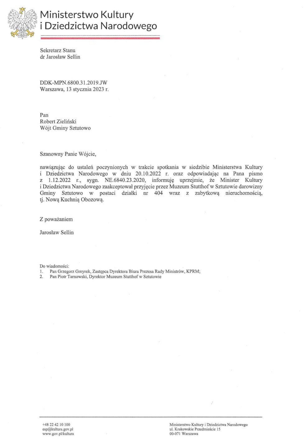 Gmina Sztutowo. Darowizna dla Muzeum Stutthof  - nowy obiekt muzealny.