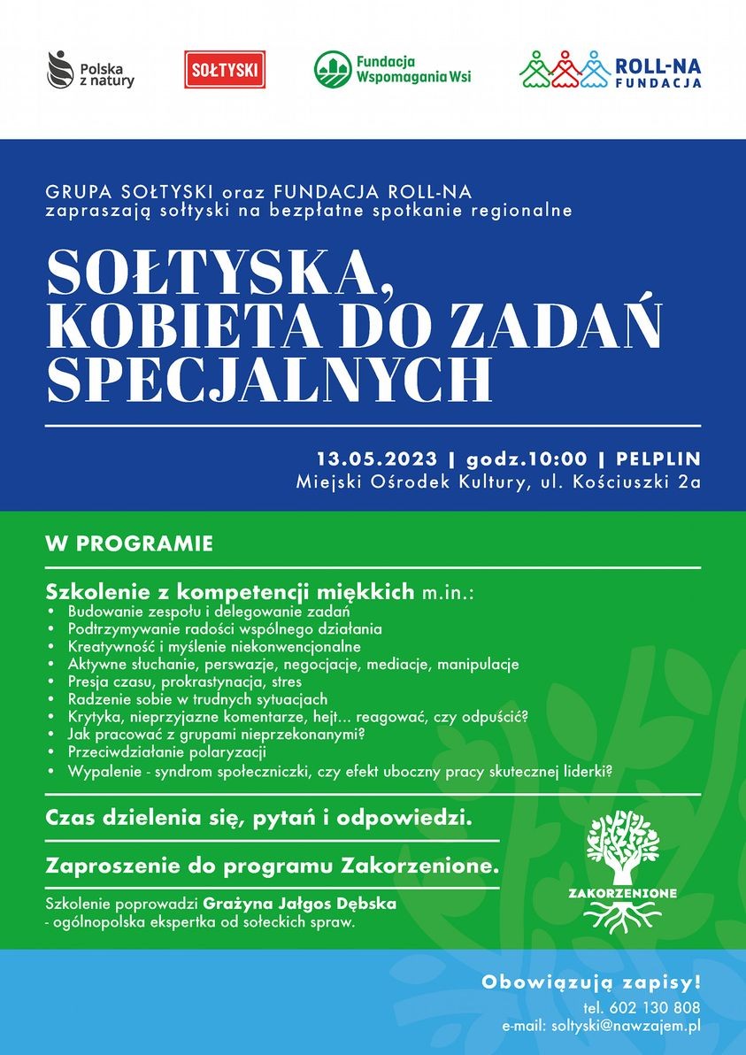 Powiat sztumski. Regionalne spotkanie sołtysek. Szczegóły na plakacie.