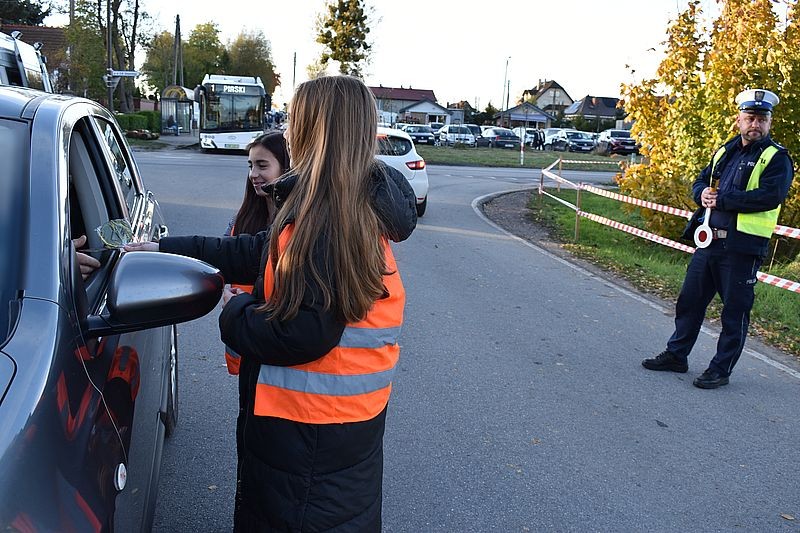 Malbork. Zielone Światło – wspólna akcja policjantów i uczniów.