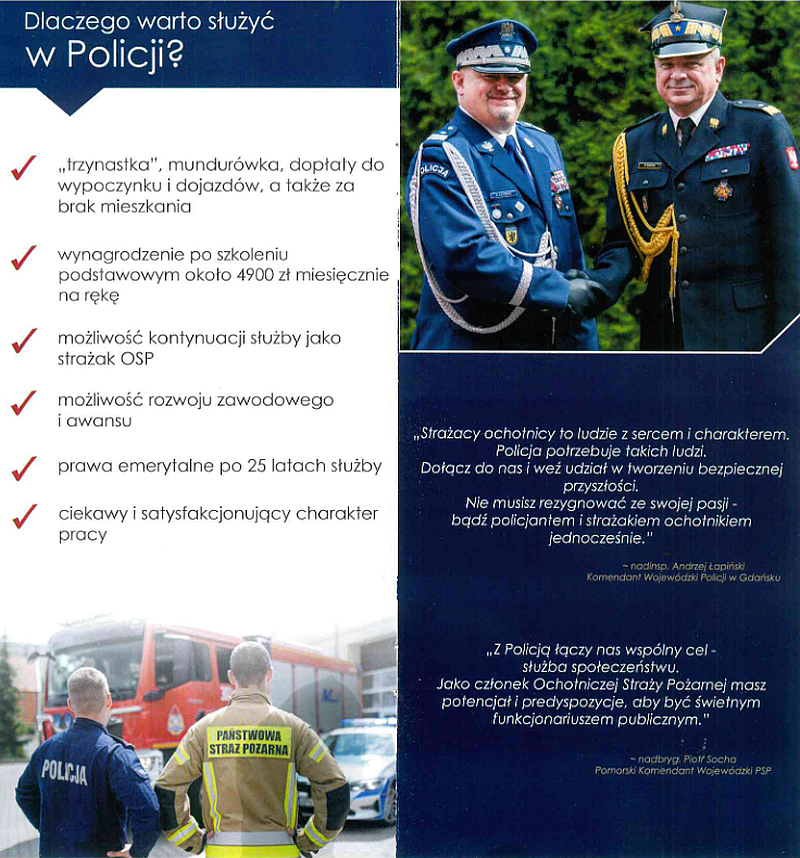 Malbork. Spotkanie policjantów z kandydatami do Ochotniczej Straży Pożarnej.