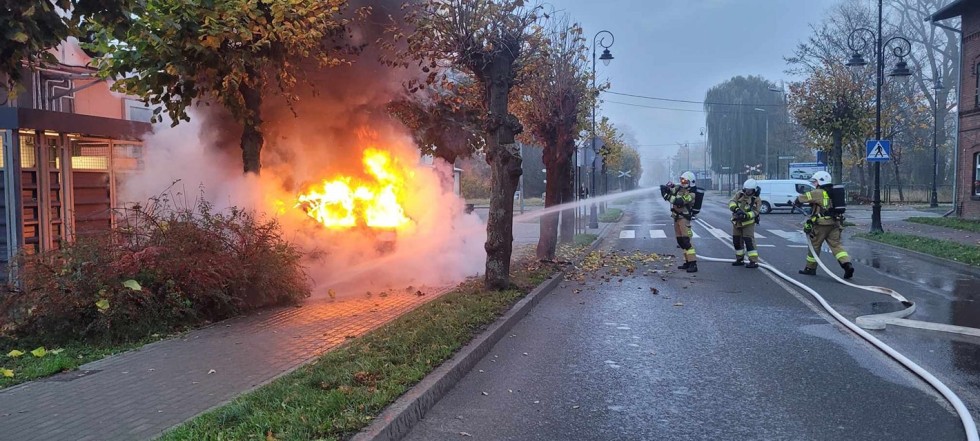 Pożar osobówki w Nowym Stawie i uwięziona sowa – tygodniowy raport malborskich służb mundurowych.