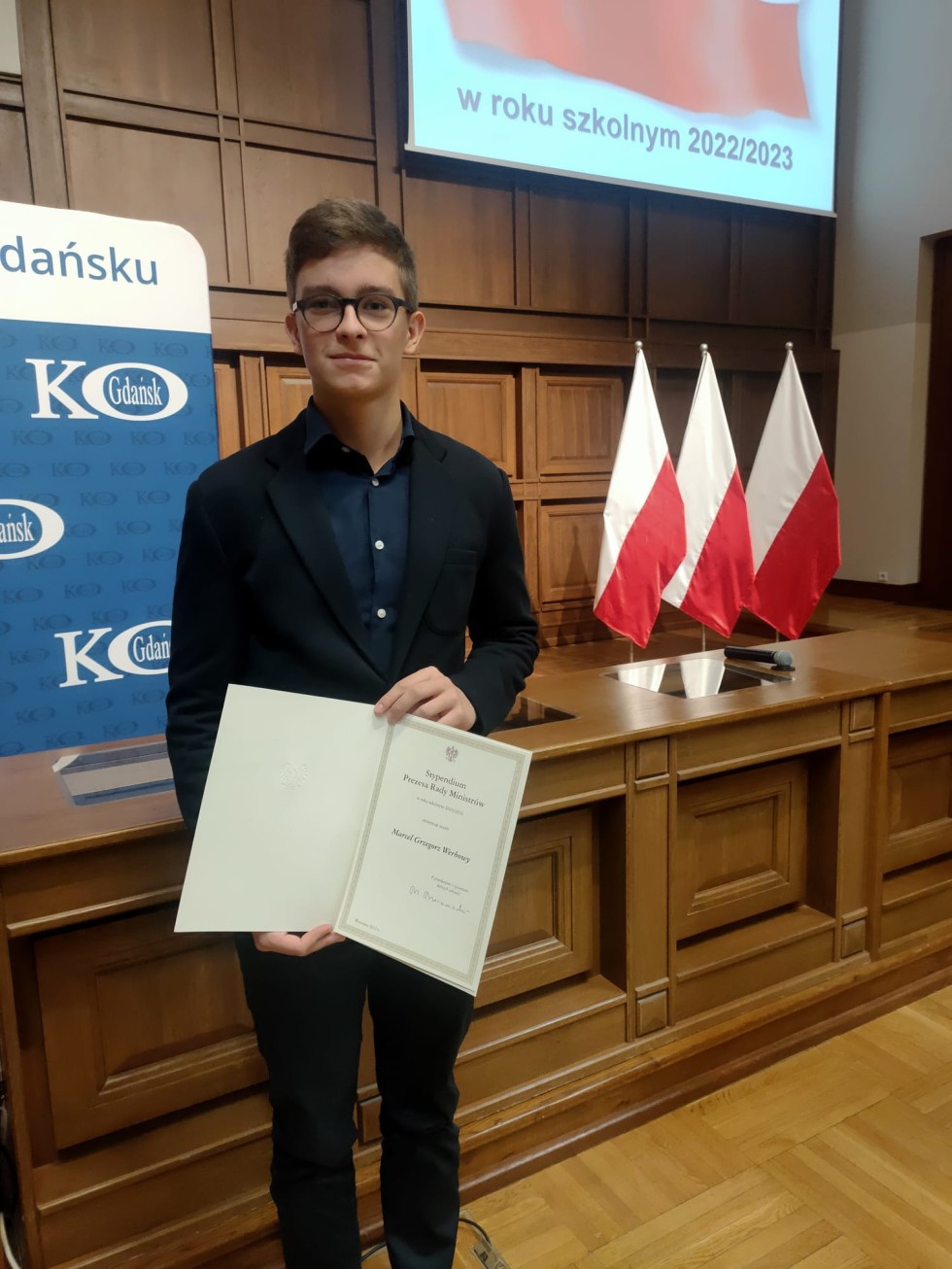 Nowy Dwór Gdański. Marcel Werbowy odebrał Stypendium Prezesa Rady Ministrów.