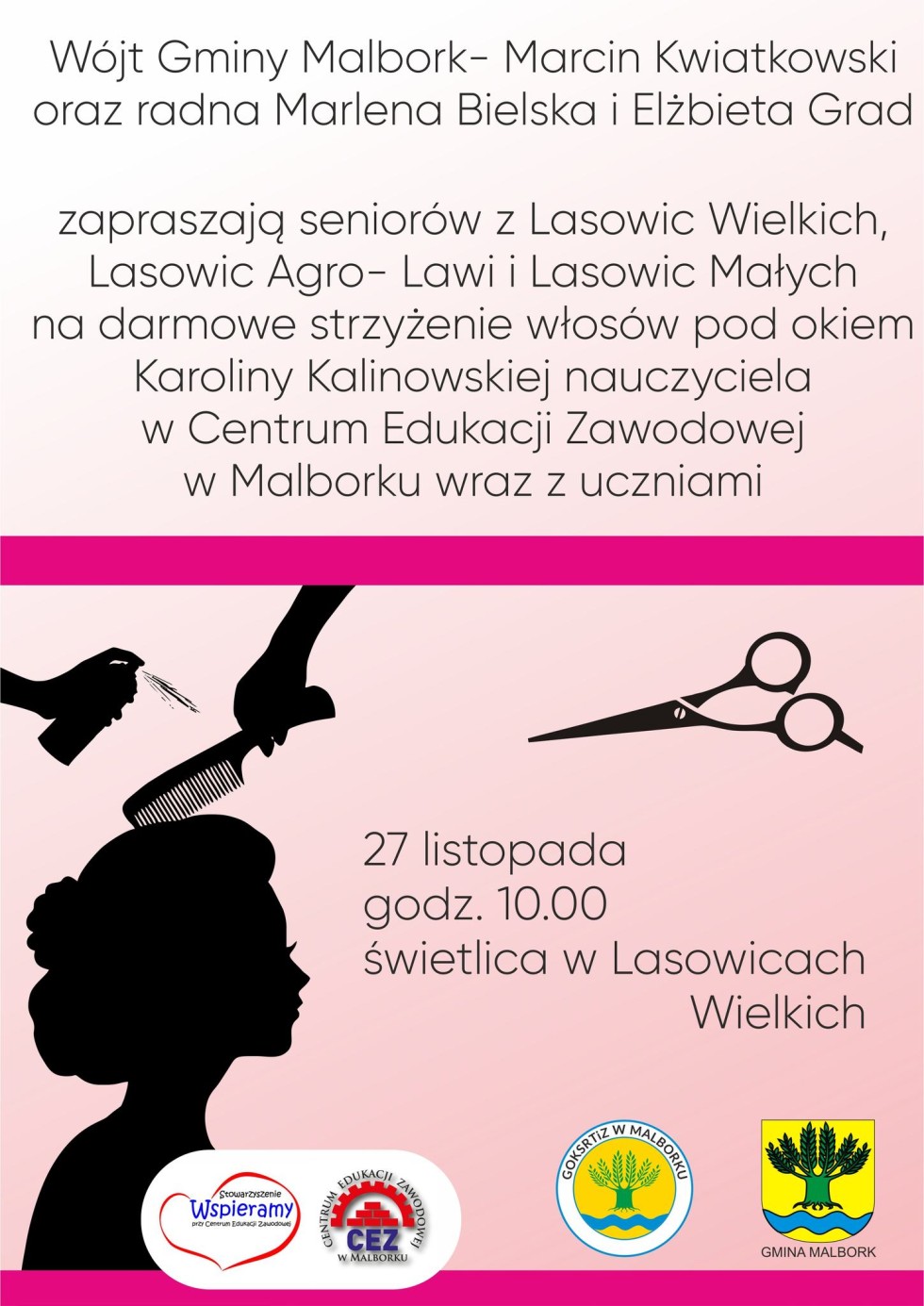 Gmina Malbork. Bezpłatnie strzyżenie seniorów – teraz przyszła kolej na sołectwo Lasowice Wielkie.