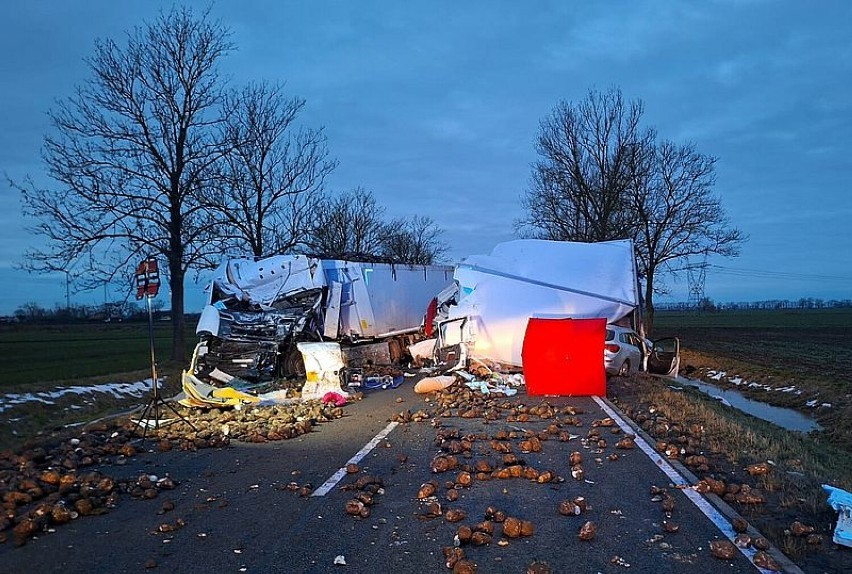 DK22. Nie żyje dwóch kierowców po zderzeniu czterech pojazdów w gminie Miłoradz.