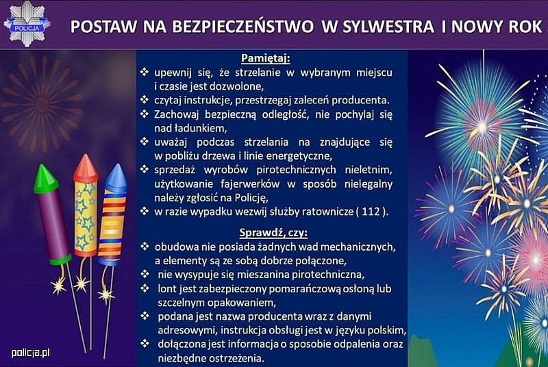 Malbork. Policjanci ostrzegają – ostrożnie z petardami i fajerwerkami.