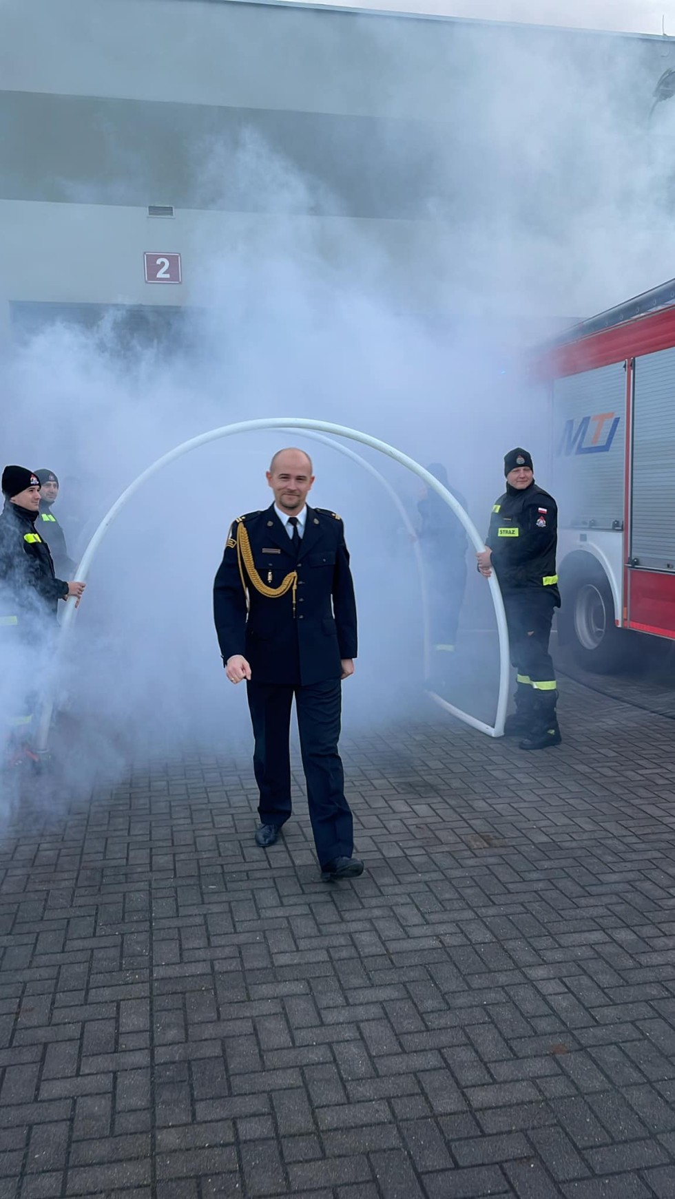 Nowy Dwór Gdański. Pożegnanie Dowódcy JRG mł. bryg. Adama Mieczkowskiego.