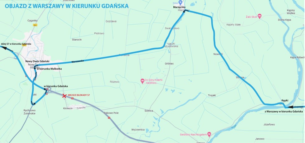 Nowy Dwór Gdański. Od wtorku protest rolników i blokada na S7 – policjanci apelują o ostrożność. Zobacz mapy objazdu