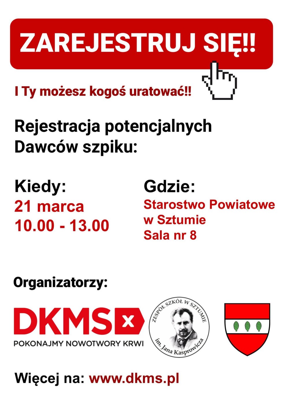 Sztum. I ty możesz kogoś uratować - zostań dawcą szpiku.