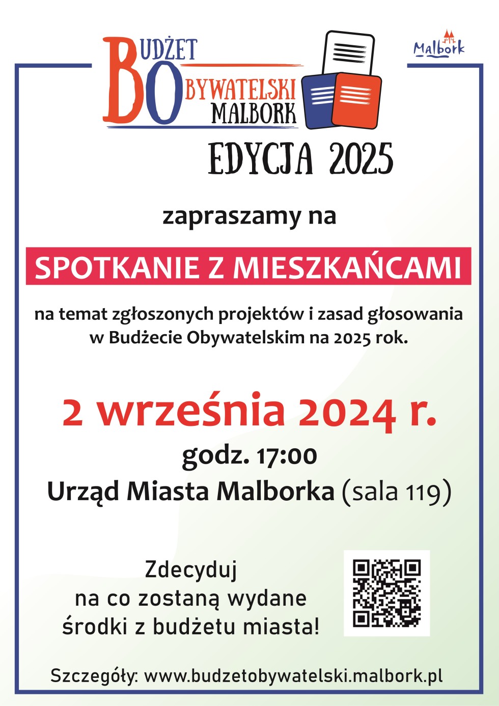 Malbork. W poniedziałek spotkanie informacyjne w sprawie Budżetu Obywatelskiego. Oglądaj na żywo.
