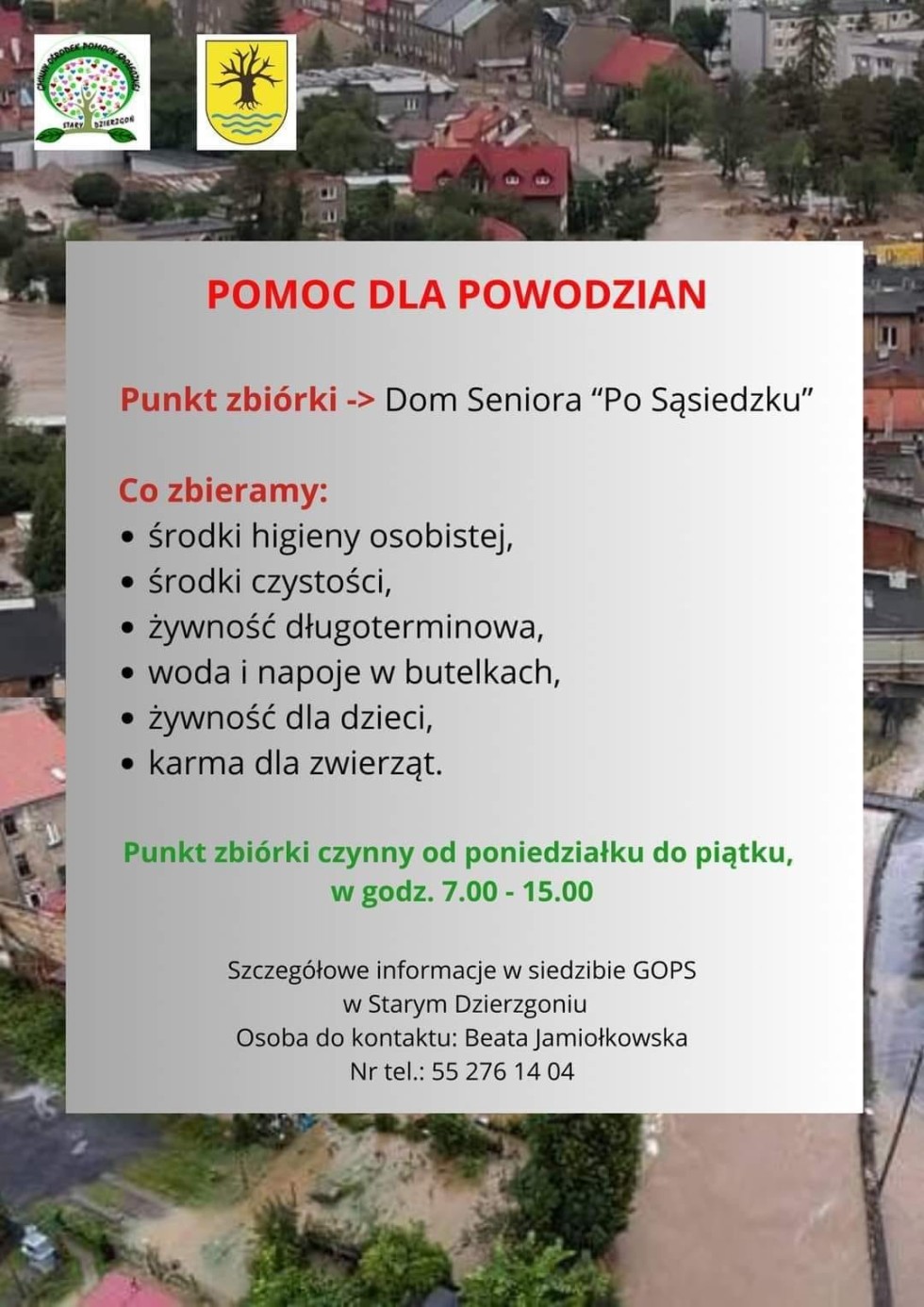 Powiat Sztumski dla powodzian – sprawdź, gdzie są punkty zbiórek.