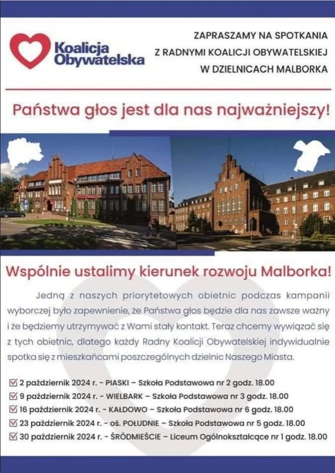 Za nami pierwsze spotkanie radnych Koalicji Obywatelskiej z mieszkańcami Malborka. Wideo