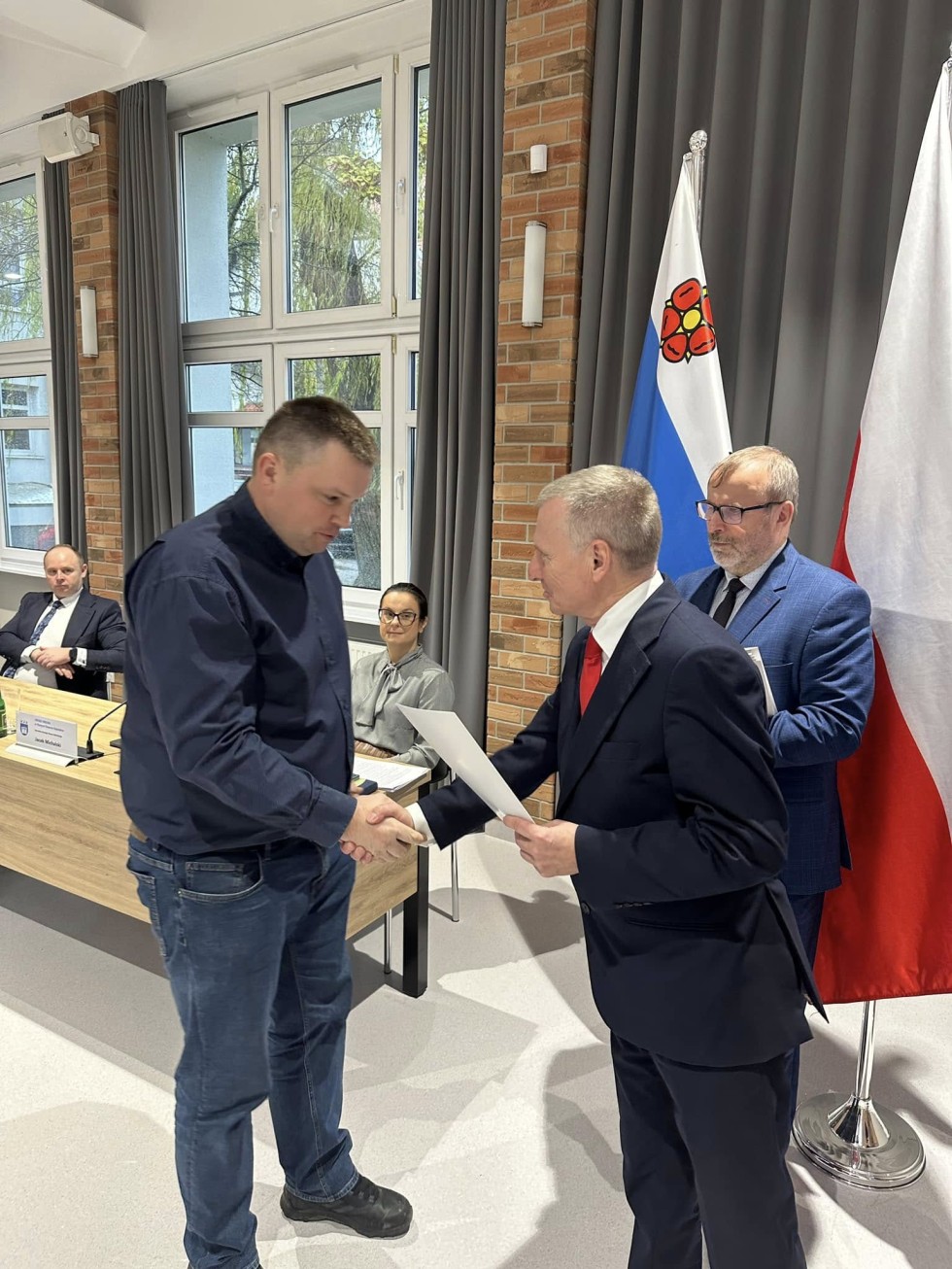 Wręczenie zaświadczeń dla nowych sołtysów Gminy Nowy Dwór Gdański.