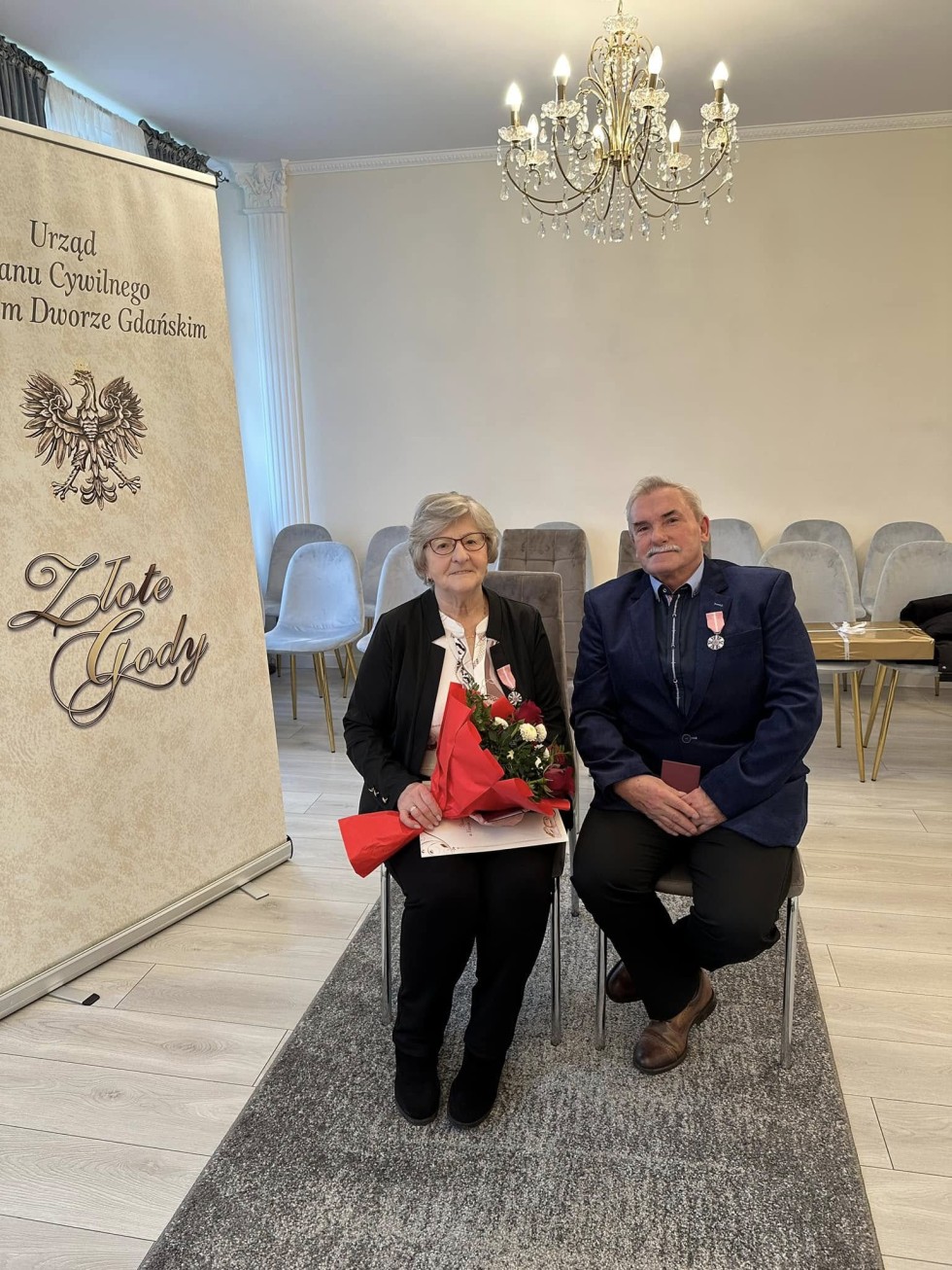 Nowy Dwór Gdański. Jubileusz 50-lecia pożycia małżeńskiego państwa Danuty i Tadeusza Bartnickich.